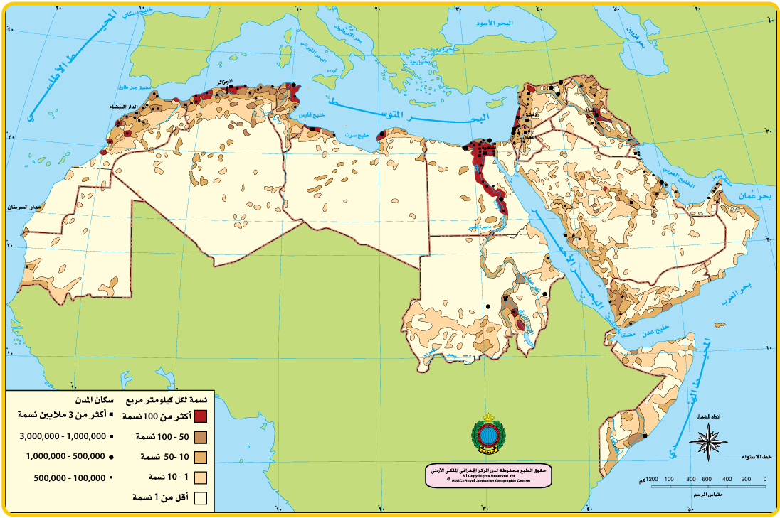 الكثافة السكانية الوطن العربي